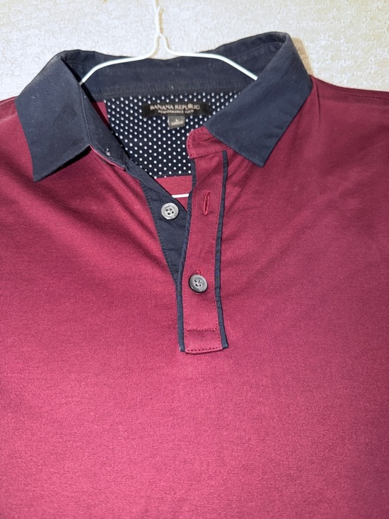 Banana Republic Performance Polo - Burgundy with Navy Collar - Picture 3 of 5